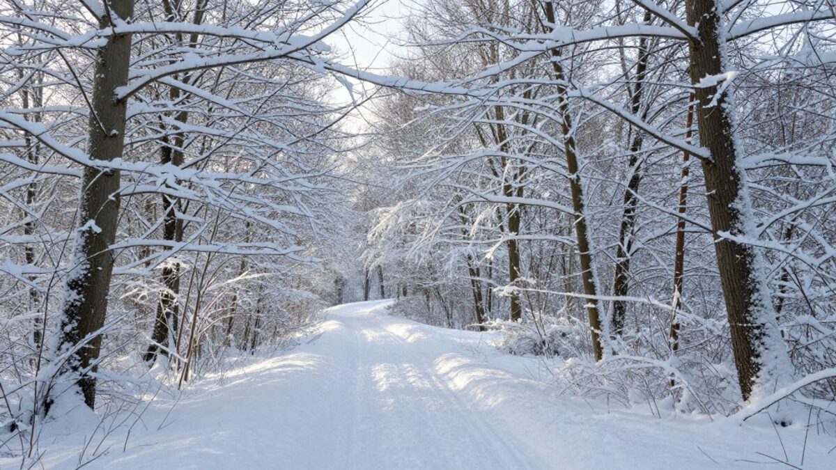 Geheimtipp Sauerland Schnee: 7 ruhige Spots für Winterzauber abseits von Winterberg 2 Ruhige Winterlandschaft im Sauerland mit Schnee bedeckten Bäumen.
