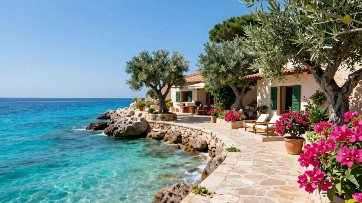 Charmantes kleines Hotel an Sardiniens Küste mit Meerblick.