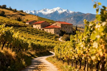 Weinberge und Berge in Tramin