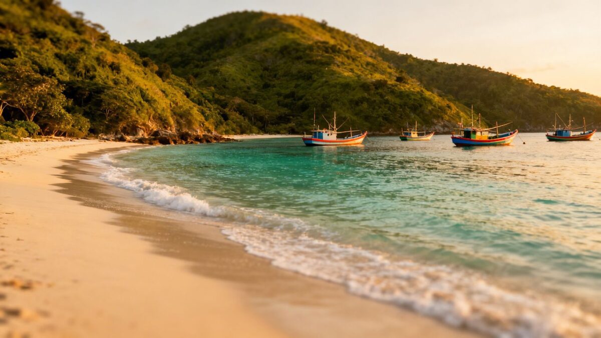 Entspannter Strand mit Fischerbooten in St. Tropez