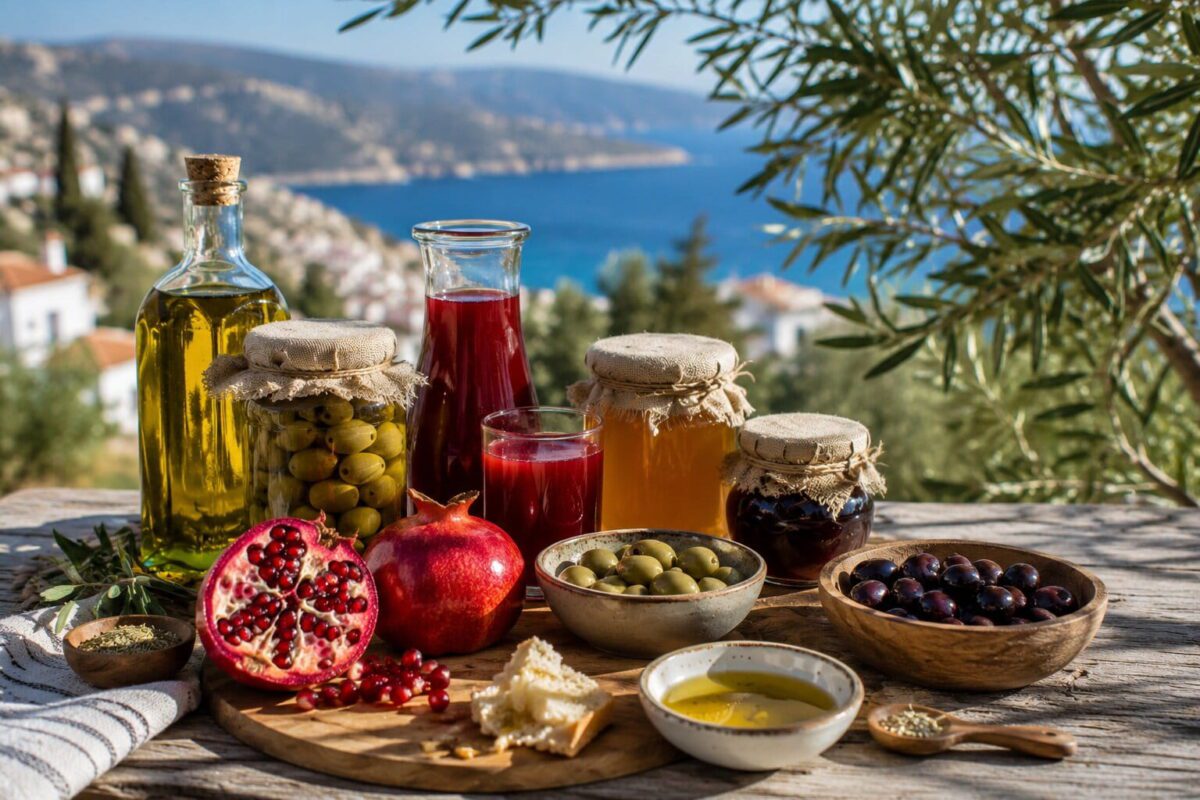 Mediterranes Griechenland mit Oliven und Granatäpfeln (1)